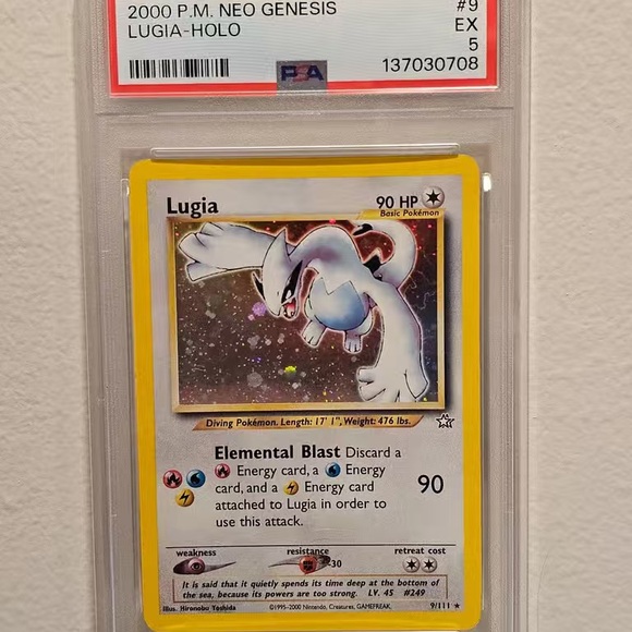 Pokemon Lugia Holo Trading Card - Yellow and White